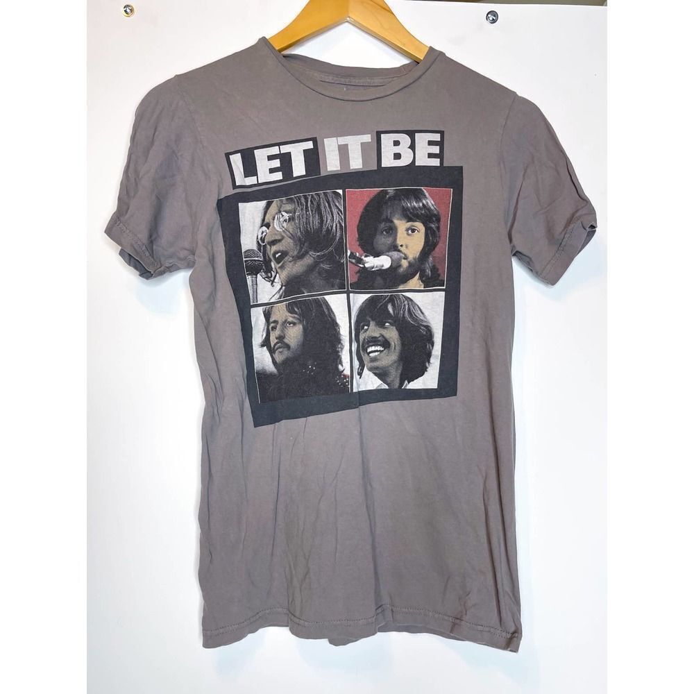 The Beatles Let‎ It Be T-Shirt Gray Band Tee Music Graphic Top Small